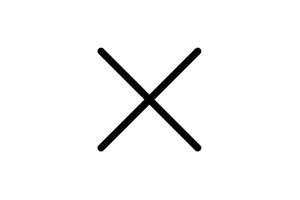 Un symbole X noir et audacieux est centré sur un fond blanc uni, minimaliste mais frappant, tout comme les motifs graphiques trouvés dans faire du crochet.